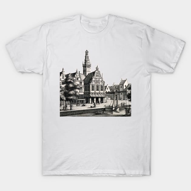 River city and boats in the 19th century T-Shirt by Marccelus